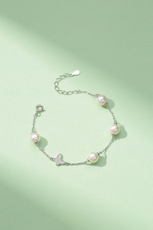 6-7mm Freshwater Pearl Butterfly Bracelet - House Of Pearls
